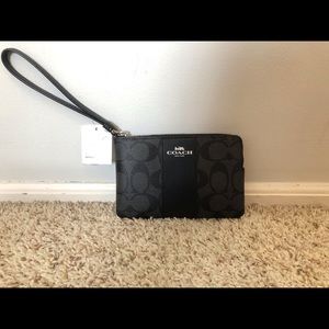 Smoke/Black Coach Wristlet - NEW with tags